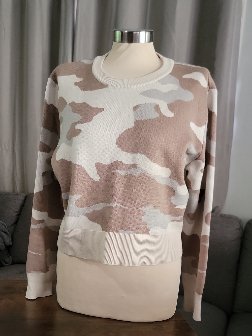 Dkny Neutral Camo Crewneck Sweater